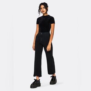 Disturbia Black Cropped Wide-Leg Trousers